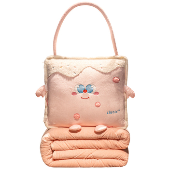 Bai feili двуфункционална пухена възглавница и одеяло – за автомобил и офис, карикатурен принт, сплайсинг шевове, пълнител PP памук