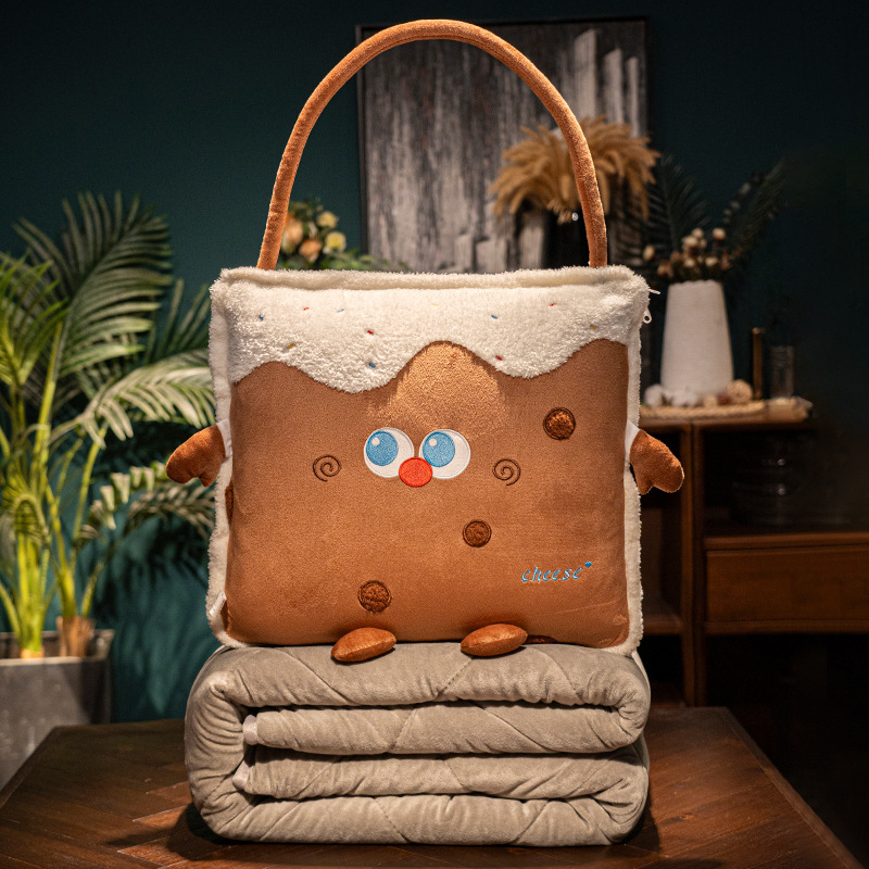 Bai feili двуфункционална пухена възглавница и одеяло – за автомобил и офис, карикатурен принт, сплайсинг шевове, пълнител PP памук