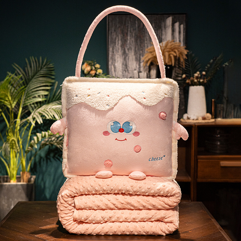 Bai feili двуфункционална пухена възглавница и одеяло – за автомобил и офис, карикатурен принт, сплайсинг шевове, пълнител PP памук