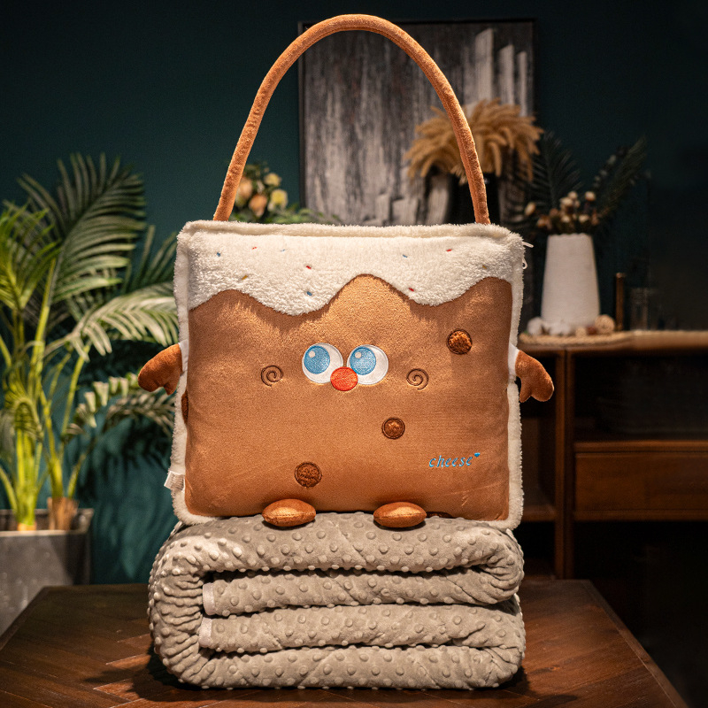 Bai feili двуфункционална пухена възглавница и одеяло – за автомобил и офис, карикатурен принт, сплайсинг шевове, пълнител PP памук