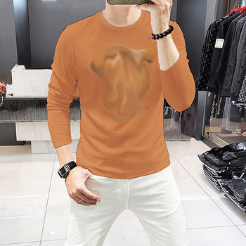Muška dugačka majica s T-shirt uzorkom, pamukova smjesa (81-90% pamuka), standardni kroj, odvlači vlagu