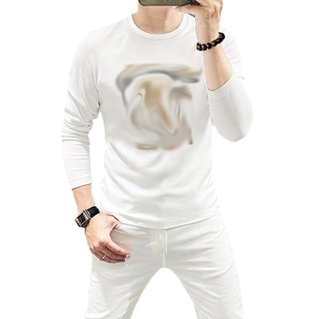 Muška dugačka majica s T-shirt uzorkom, pamukova smjesa (81-90% pamuka), standardni kroj, odvlači vlagu