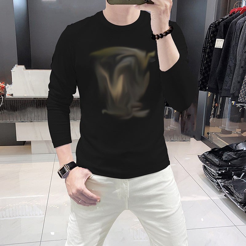 Muška dugačka majica s T-shirt uzorkom, pamukova smjesa (81-90% pamuka), standardni kroj, odvlači vlagu