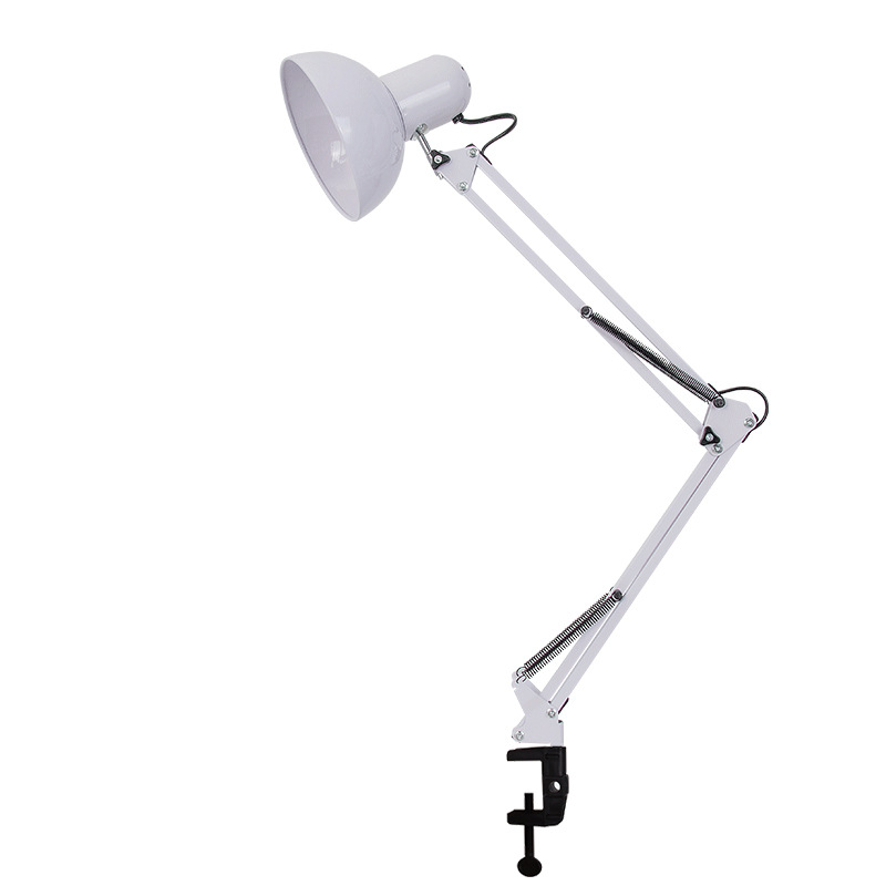 XY-T800 LED stolna lampa s dugim rukom i klipom, zaštita očiju za djecu i učenike, metalna sjenčica, napajanje iz utičeca 0-220V, tipka prekidač, LED svjetlo