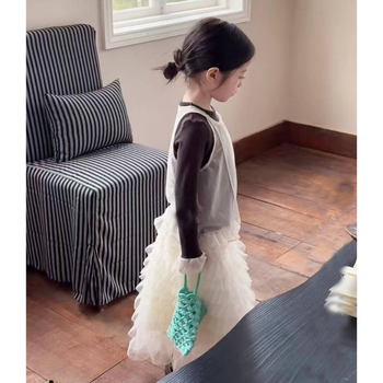 Детска пола с тюл и пухкав обем, Пролет 2026, памучно-смесена материя, подплата от памук, марка En En Ma, модел EMM251845