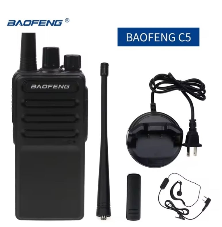 Baofeng BF-C5 ručni radio, 400–470 MHz, 16 kanala, doseg do 3 km, Li-ion baterija