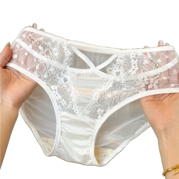 Ženske čipkaste gaćice s mrežastim panelima, Nylon/Spandex, niski struk, prozračné, brzo sušenje