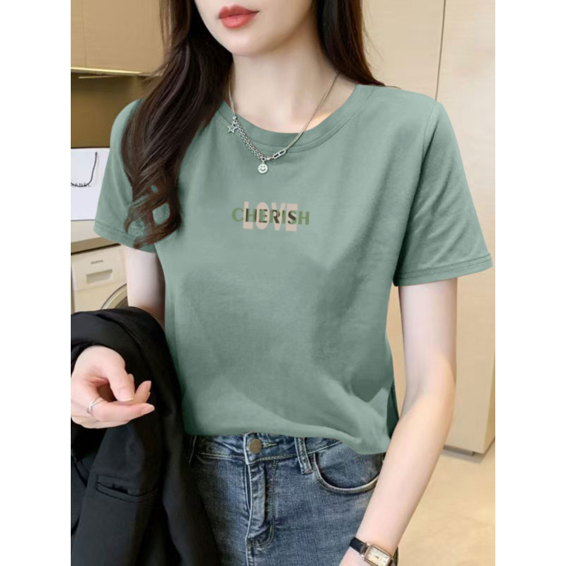 Ženski T-shirt od Mulberry Silk, kratki rukavi, okrugli izrez, slobodan kroj, otisak