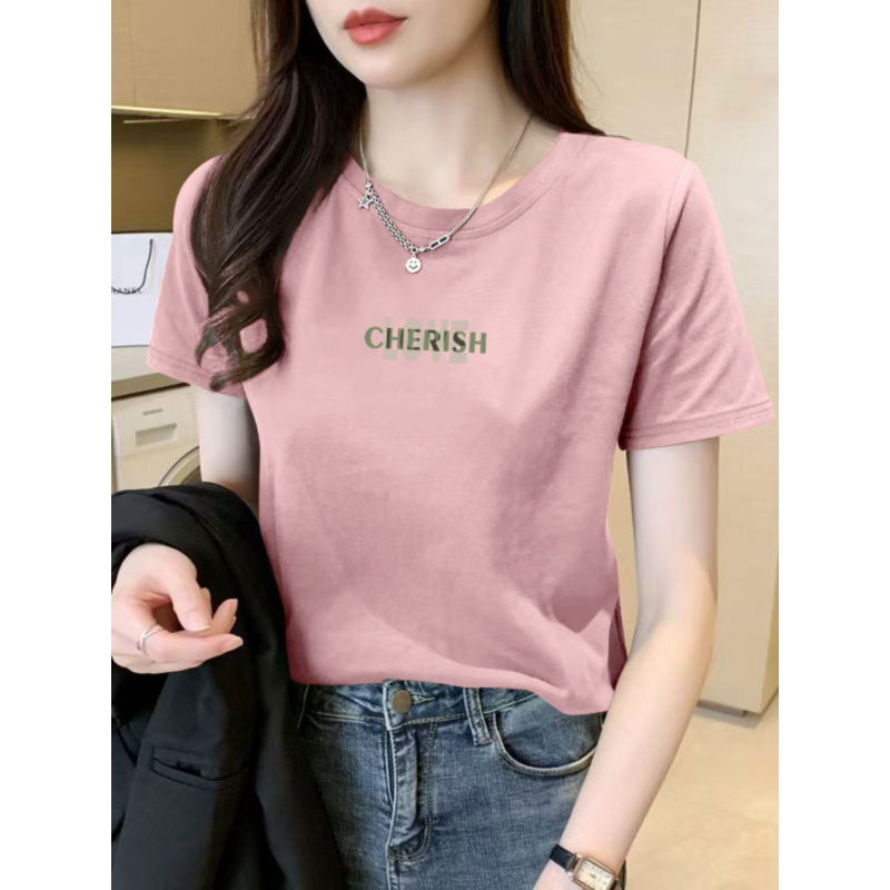 Ženski T-shirt od Mulberry Silk, kratki rukavi, okrugli izrez, slobodan kroj, otisak