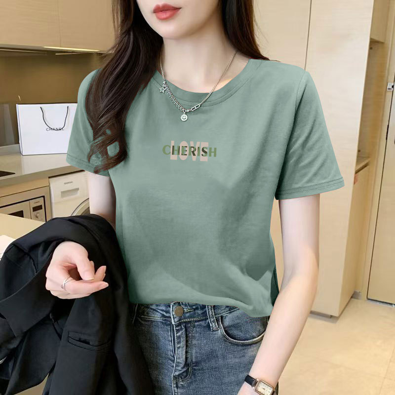 Ženski T-shirt od Mulberry Silk, kratki rukavi, okrugli izrez, slobodan kroj, otisak