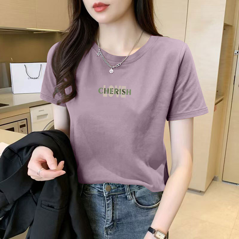 Ženski T-shirt od Mulberry Silk, kratki rukavi, okrugli izrez, slobodan kroj, otisak