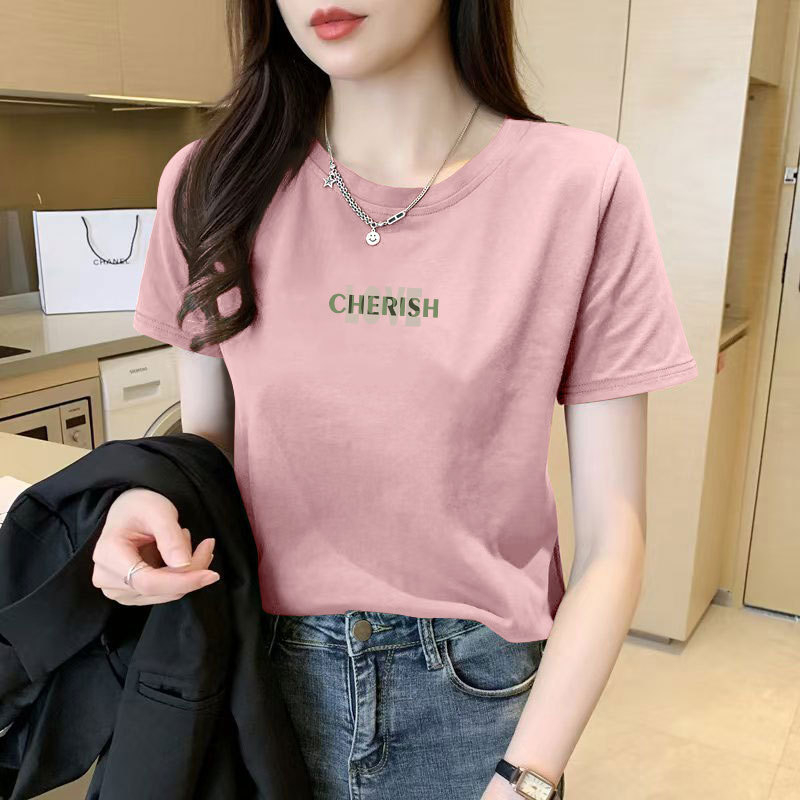 Ženski T-shirt od Mulberry Silk, kratki rukavi, okrugli izrez, slobodan kroj, otisak