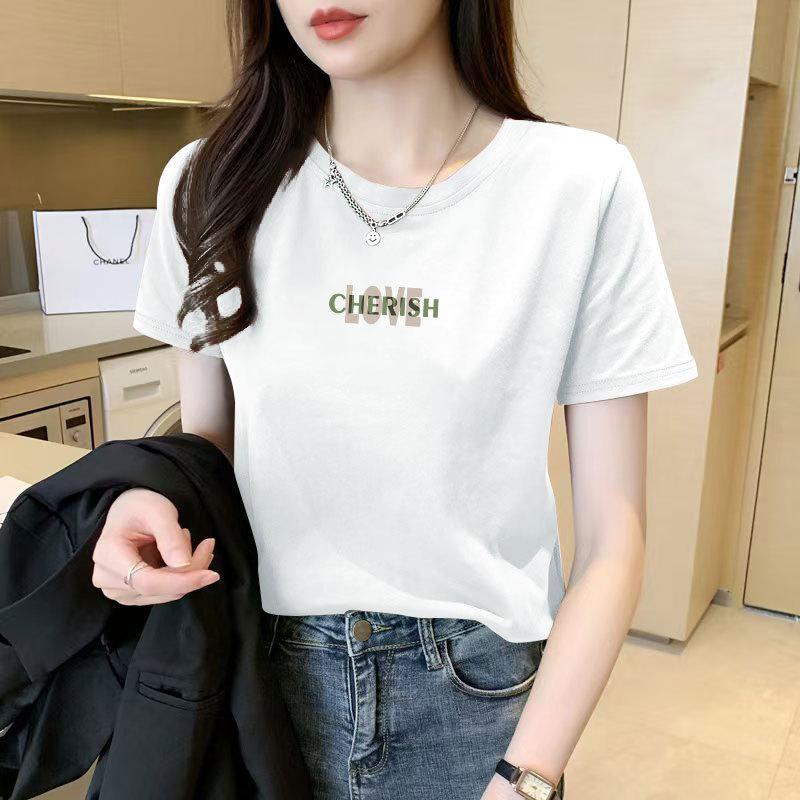 Ženski T-shirt od Mulberry Silk, kratki rukavi, okrugli izrez, slobodan kroj, otisak