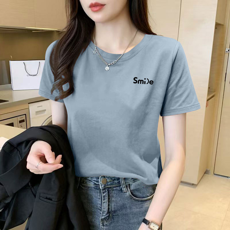 Ženski T-shirt od Mulberry Silk, kratki rukavi, okrugli izrez, slobodan kroj, otisak