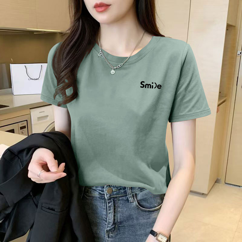 Ženski T-shirt od Mulberry Silk, kratki rukavi, okrugli izrez, slobodan kroj, otisak