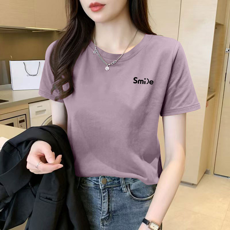 Ženski T-shirt od Mulberry Silk, kratki rukavi, okrugli izrez, slobodan kroj, otisak