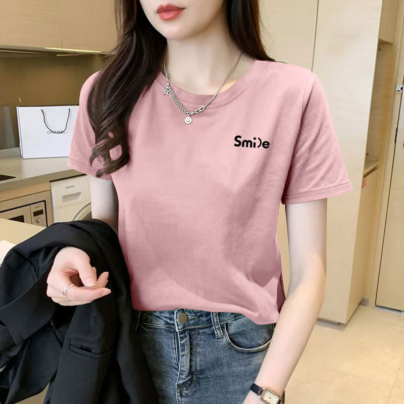 Ženski T-shirt od Mulberry Silk, kratki rukavi, okrugli izrez, slobodan kroj, otisak