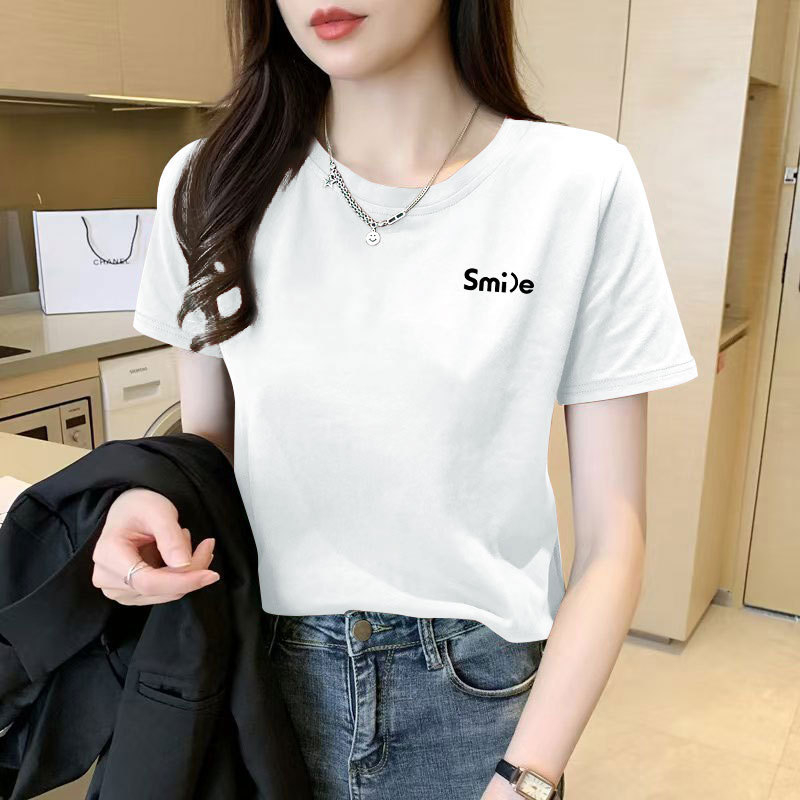Ženski T-shirt od Mulberry Silk, kratki rukavi, okrugli izrez, slobodan kroj, otisak
