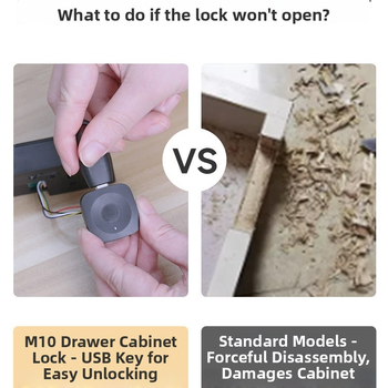 Easy Lock Treasure M10: zámok s odtlačkom prsta pre zásuvky a skrinky – ABS+PC, odomykanie prstom, vhodné pre zásuvky, spisový skriňu a botník