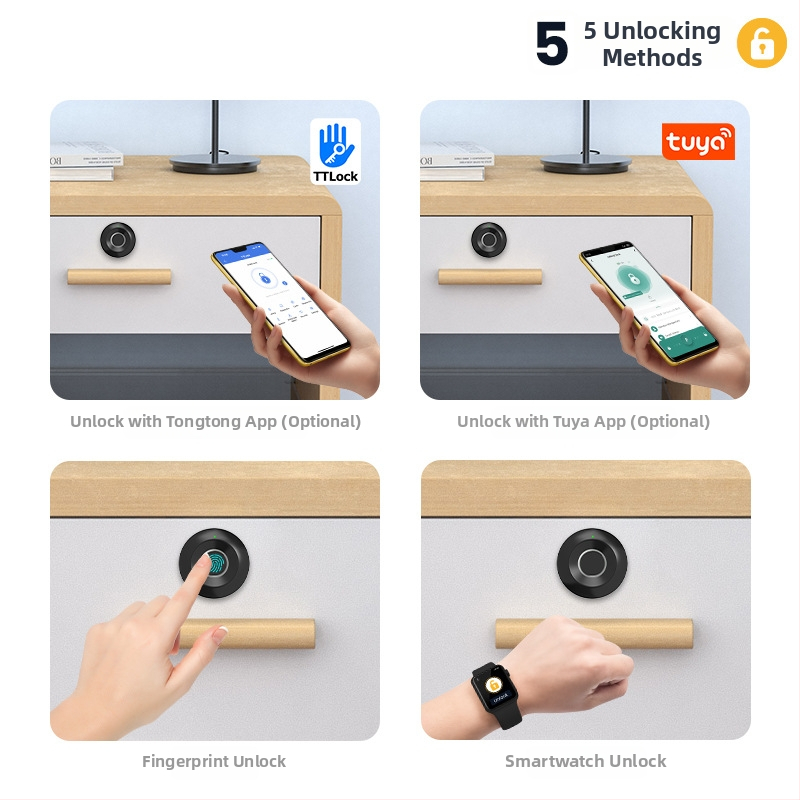 Skriňa na dokumenty so snímačom odtlačku, model S102-f, hliník, domáce použitie, moderný štýl