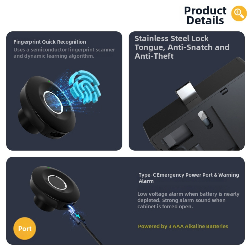 Skriňa na dokumenty so snímačom odtlačku, model S102-f, hliník, domáce použitie, moderný štýl