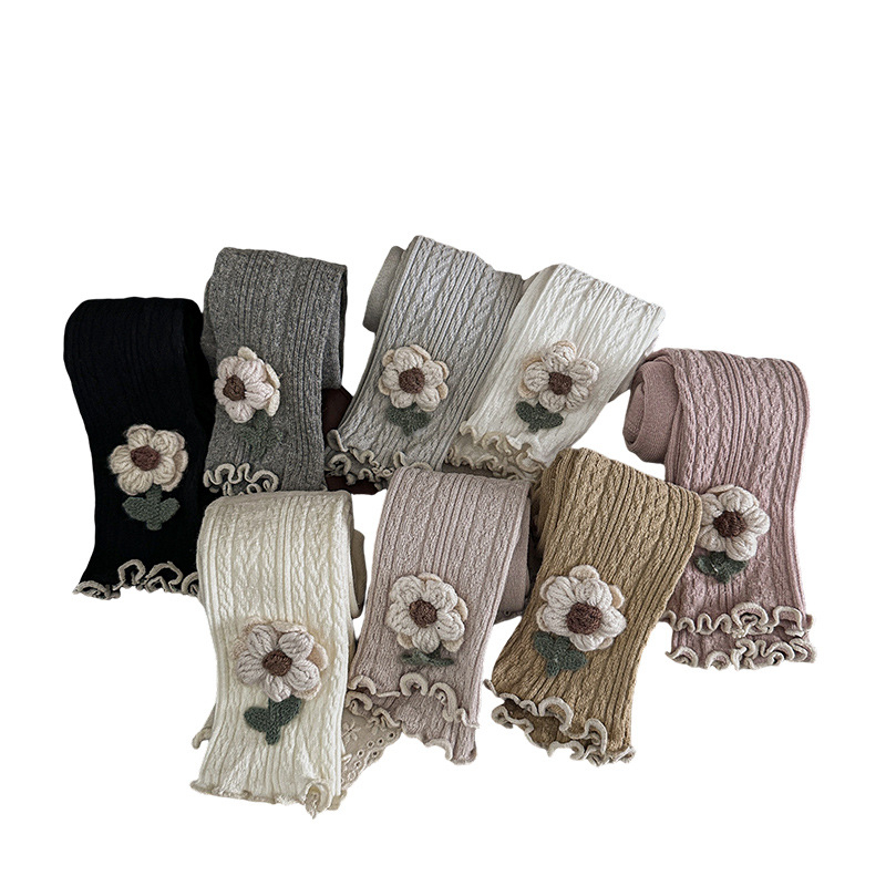 Lányok pamut leggings napraforgó mintával, kilencpontos hossz, 78% pamut, 22% elasztán, tavaszra és őszre