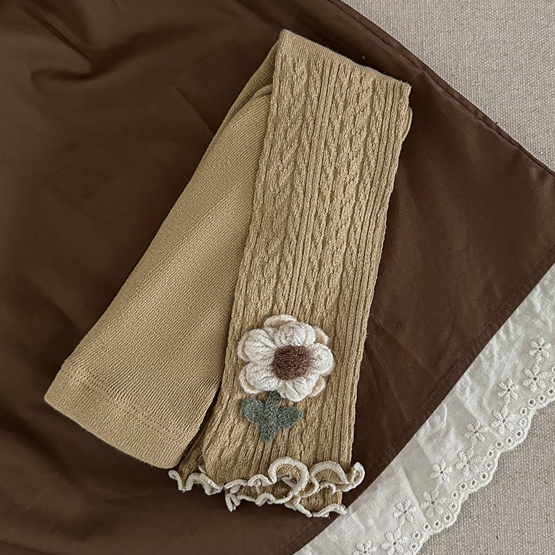 Lányok pamut leggings napraforgó mintával, kilencpontos hossz, 78% pamut, 22% elasztán, tavaszra és őszre