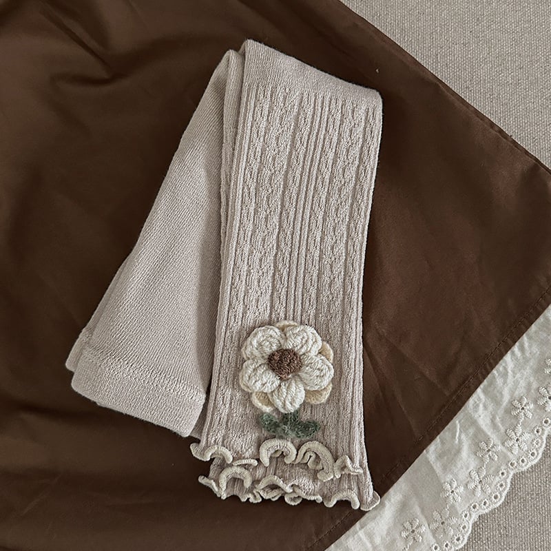 Lányok pamut leggings napraforgó mintával, kilencpontos hossz, 78% pamut, 22% elasztán, tavaszra és őszre