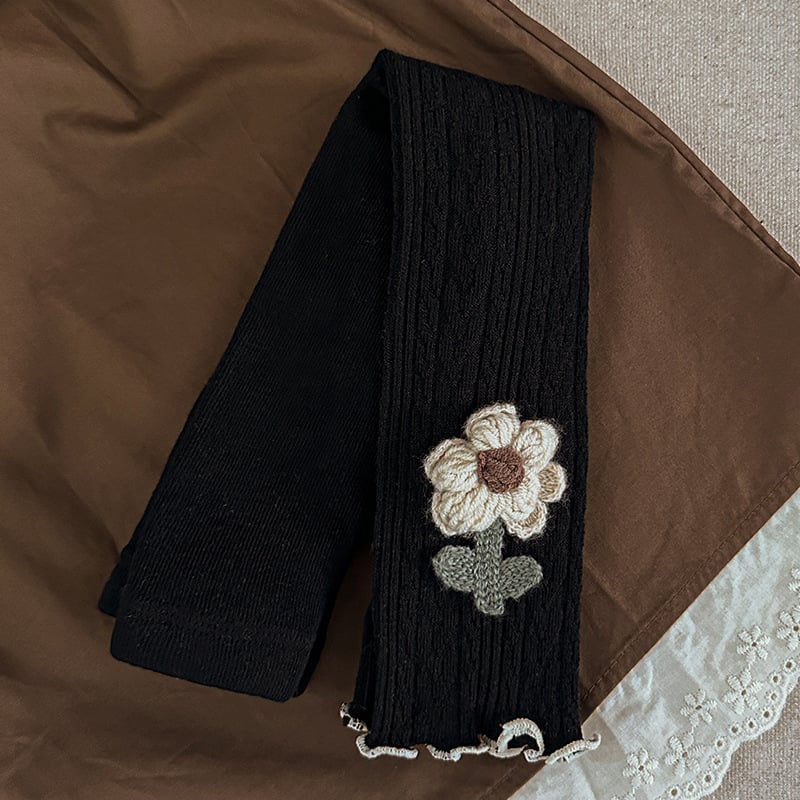 Lányok pamut leggings napraforgó mintával, kilencpontos hossz, 78% pamut, 22% elasztán, tavaszra és őszre