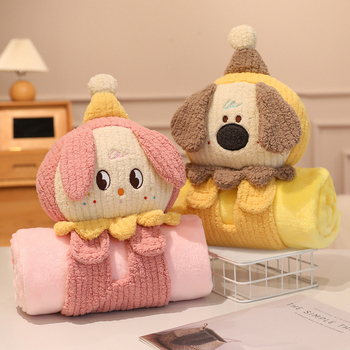 Háromdimenziós görgős takaró puha párnával – kétfunkciós irodai pihenőtakaró, rajzfilm figura kutya és macska mintával, 400 g, testreszabható, minden évszakban használható, karikatúra minta