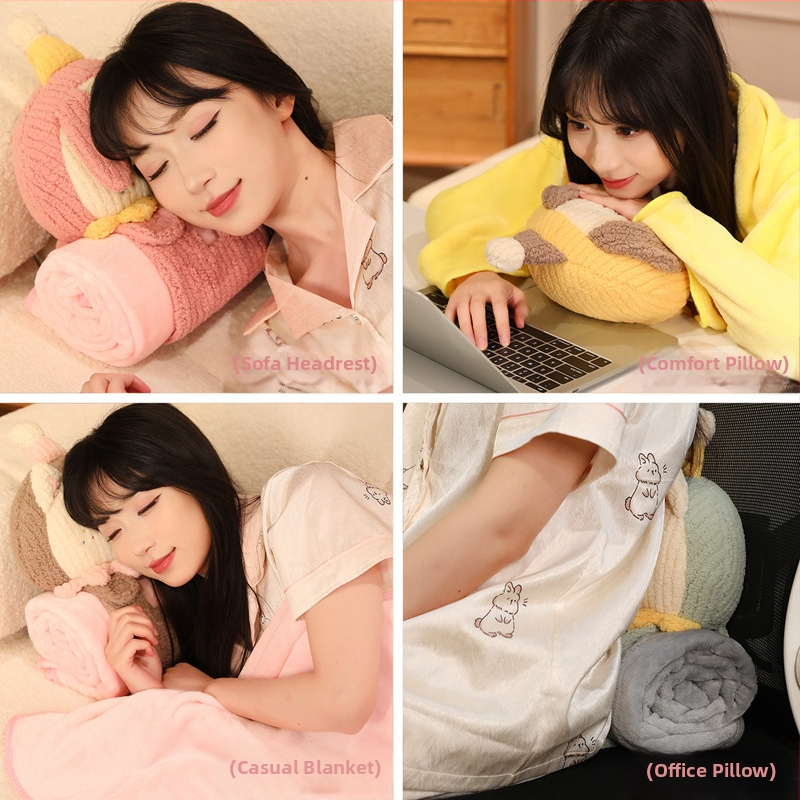 Háromdimenziós görgős takaró puha párnával – kétfunkciós irodai pihenőtakaró, rajzfilm figura kutya és macska mintával, 400 g, testreszabható, minden évszakban használható, karikatúra minta