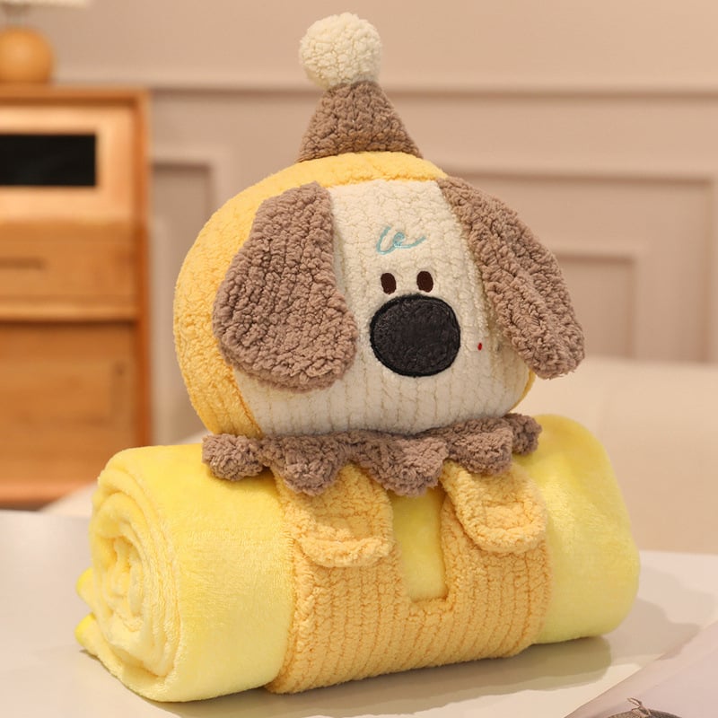 Háromdimenziós görgős takaró puha párnával – kétfunkciós irodai pihenőtakaró, rajzfilm figura kutya és macska mintával, 400 g, testreszabható, minden évszakban használható, karikatúra minta