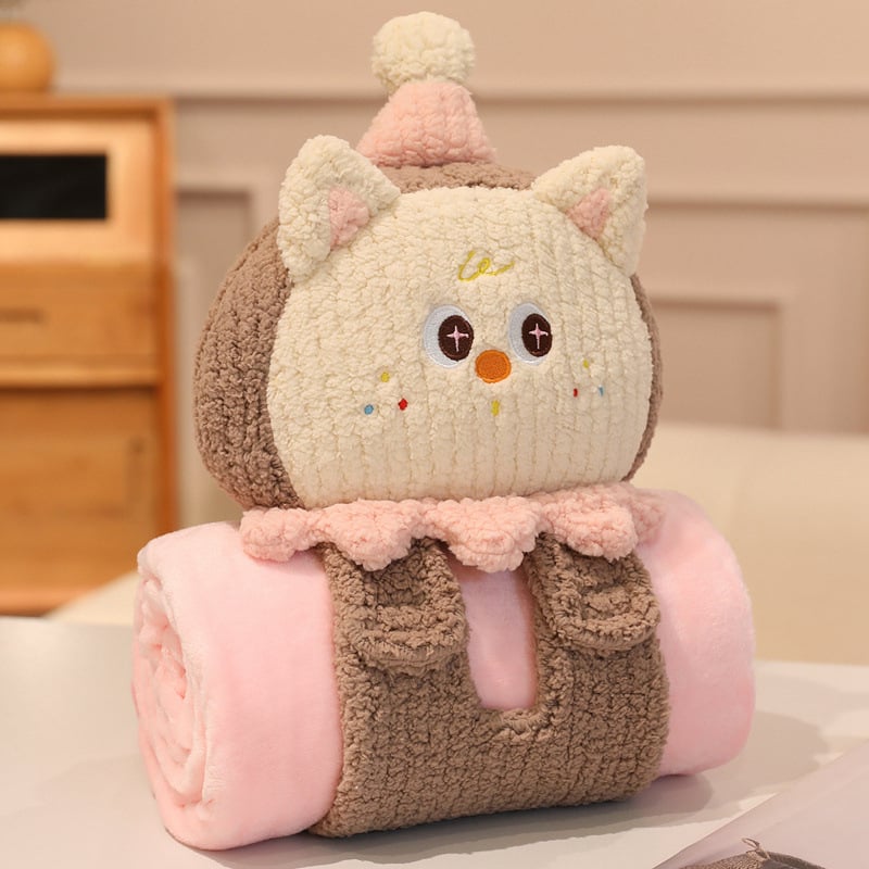 Háromdimenziós görgős takaró puha párnával – kétfunkciós irodai pihenőtakaró, rajzfilm figura kutya és macska mintával, 400 g, testreszabható, minden évszakban használható, karikatúra minta