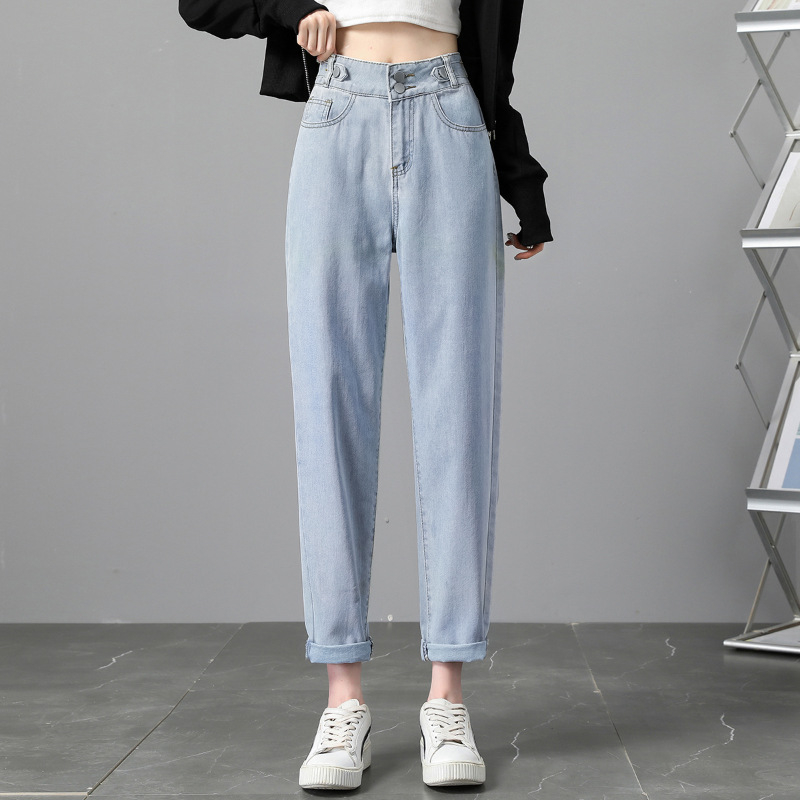 Γυναικείοι τζίν με επένδυση φλίς, ελεύθερη ίσια γραμμή, υψηλή μέση, για τον χειμώνα 2023