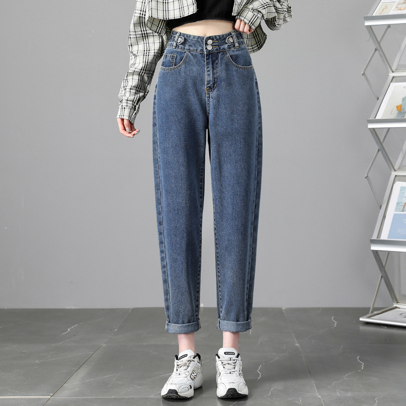 Γυναικείοι τζίν με επένδυση φλίς, ελεύθερη ίσια γραμμή, υψηλή μέση, για τον χειμώνα 2023