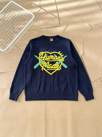 Pulover jacquard din bumbac cu motiv inimă — croială largă, stil vintage retro