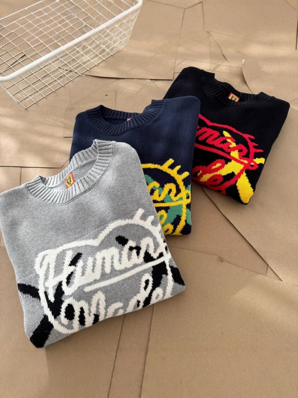 Pulover jacquard din bumbac cu motiv inimă — croială largă, stil vintage retro
