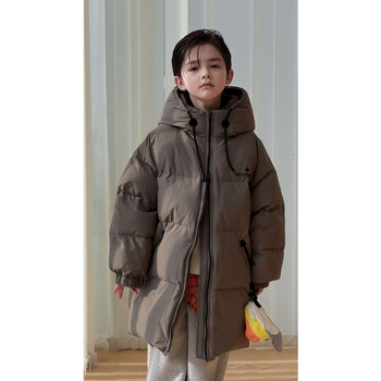 Gyerekeknek készült hosszú kapucnis tollas dzseki fehér kacsa tollal 86–90% töltet, poliészter külső és bélés, uniszex (8 év felett / 140 cm felett)