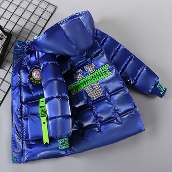 Παιδικό μπουφάν με κουκούλα, παχύτερο γέμισμα από φτερωτό βαμβάκι για τον χειμώνα, casual στυλ, κύριος υλικό: πολυεστέρας