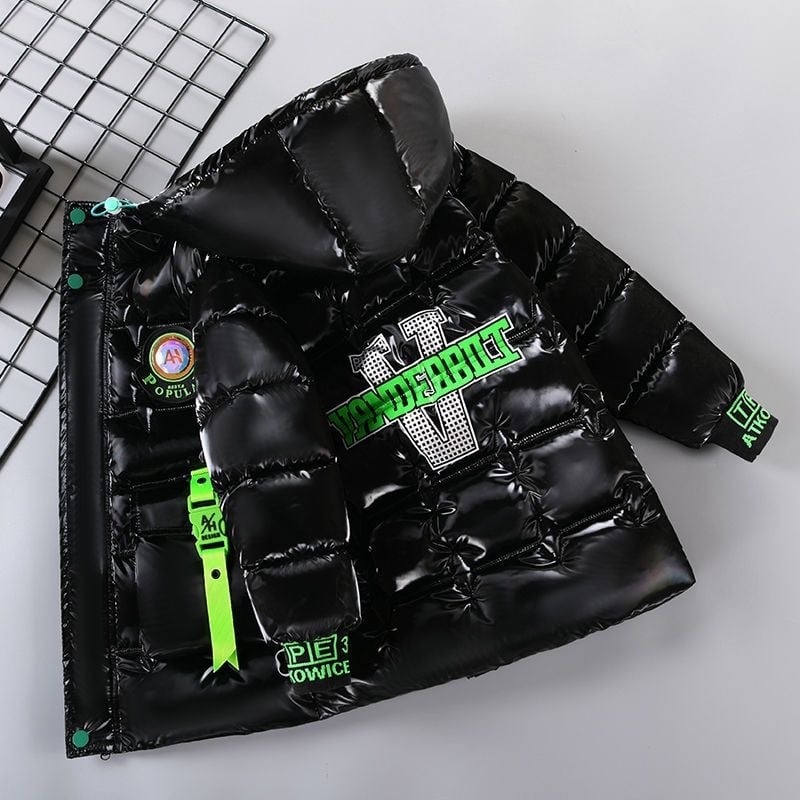 Παιδικό μπουφάν με κουκούλα, παχύτερο γέμισμα από φτερωτό βαμβάκι για τον χειμώνα, casual στυλ, κύριος υλικό: πολυεστέρας