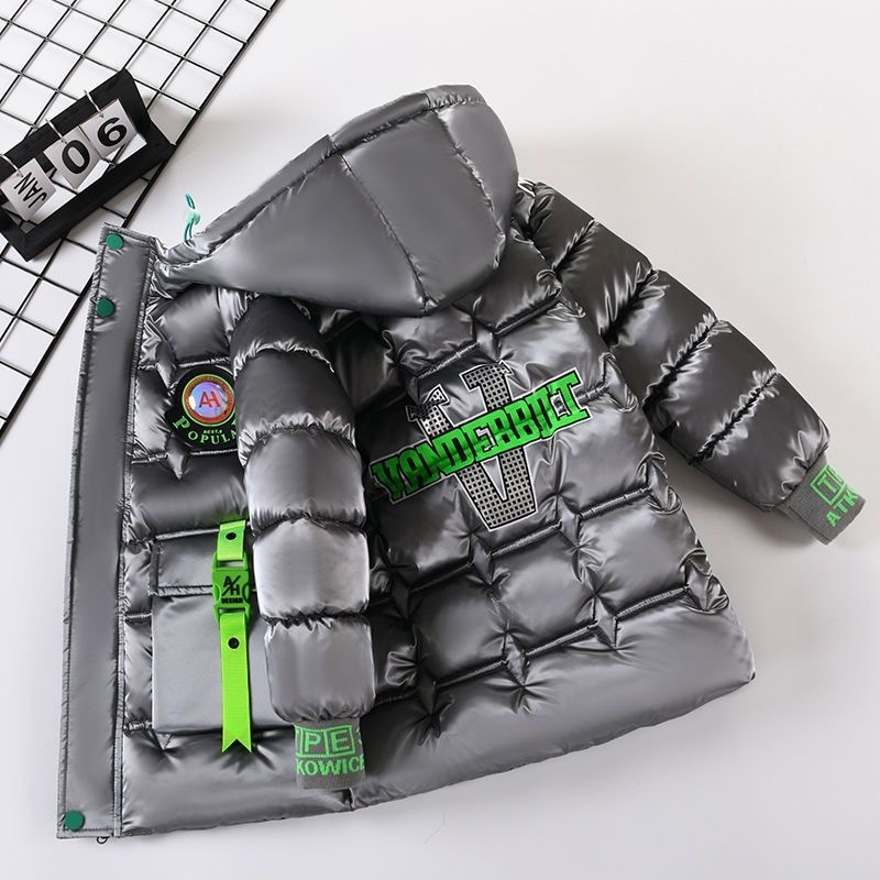 Παιδικό μπουφάν με κουκούλα, παχύτερο γέμισμα από φτερωτό βαμβάκι για τον χειμώνα, casual στυλ, κύριος υλικό: πολυεστέρας