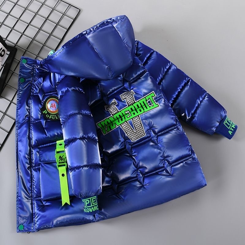 Παιδικό μπουφάν με κουκούλα, παχύτερο γέμισμα από φτερωτό βαμβάκι για τον χειμώνα, casual στυλ, κύριος υλικό: πολυεστέρας