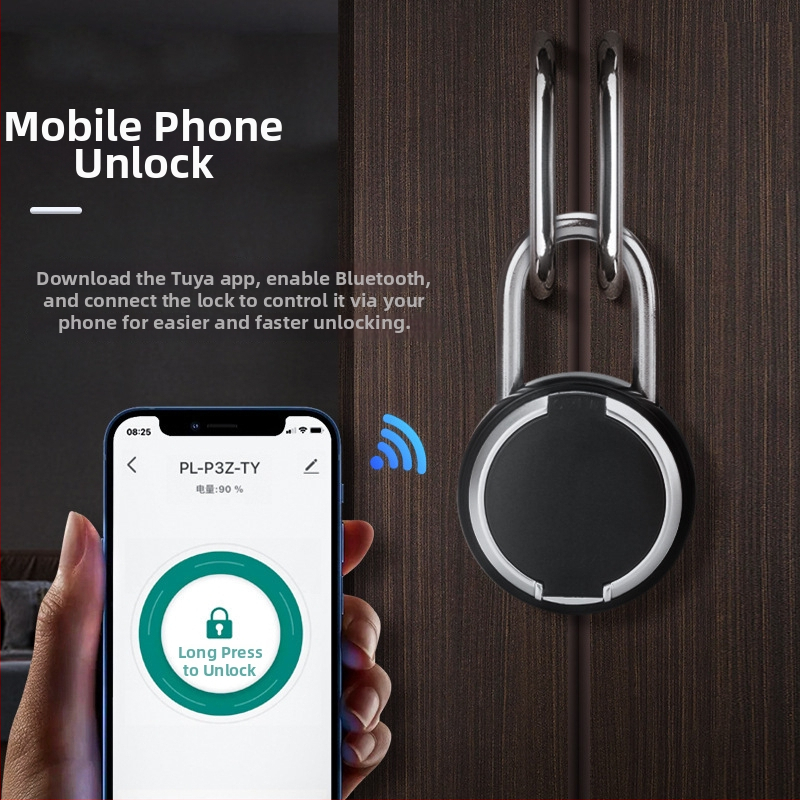 Lacăt inteligent cu amprentă – exterior impermeabil, deblocare prin aplicație, stocare 30 de amprente, scanare <0.5 s, model P3Z-TY, alimentare DC