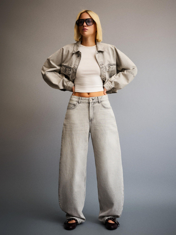 Női farmernadrág magas derekú, széles szárú, denim, pamut 50–70%, őszi 2025