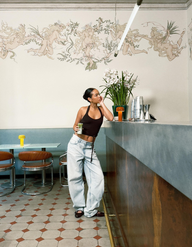 Női farmernadrág magas derekú, széles szárú, denim, pamut 50–70%, őszi 2025