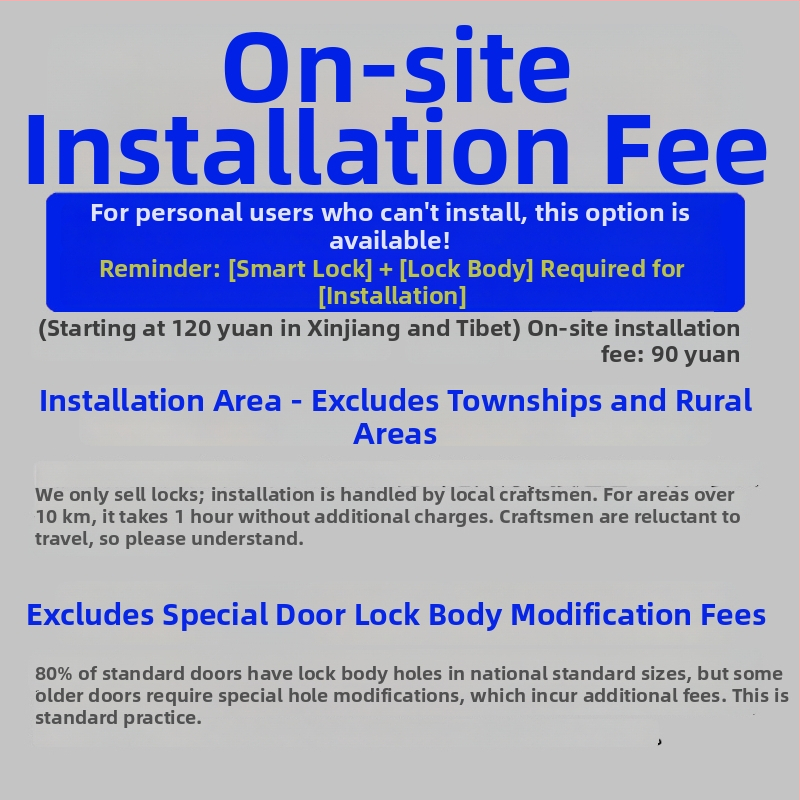 Lacăt inteligent cu serviciu de instalare — recunoaștere prin amprentă, parolă, card, palmă și recunoaștere facială; 100 de amprente stocate; până la 100.000 de deblocări; scanare în 0,5 s; rezistent la apă; alimentare DC; pentru ușa de intrare.