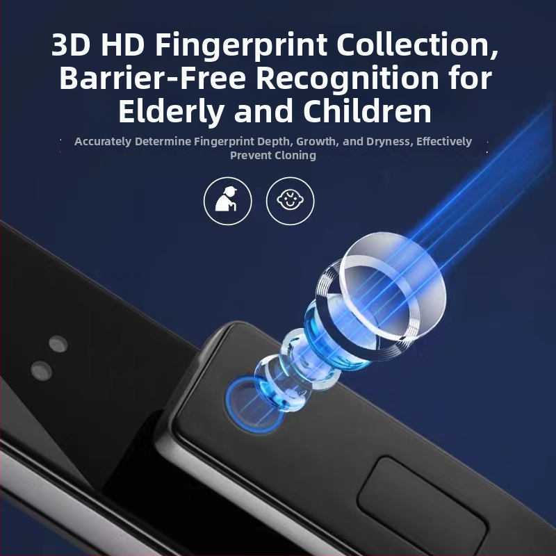 Încuietoare inteligentă pentru ușă cu recunoaștere facială și amprentă, parolă vizuală, alimentare DC, 200 amprente stocate, peste 100000 de deblocări, scanare 0,01 s, recunoaștere falsă sub 0,1%, respingere sub 0,1%