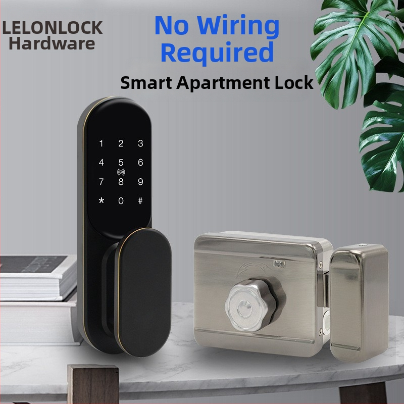 Încuietoare inteligentă pentru ușă cu amprentă, parolă, card și cheie; pentru uși din lemn, metalice și anti-furt; alimentare DC; design modern minimalist