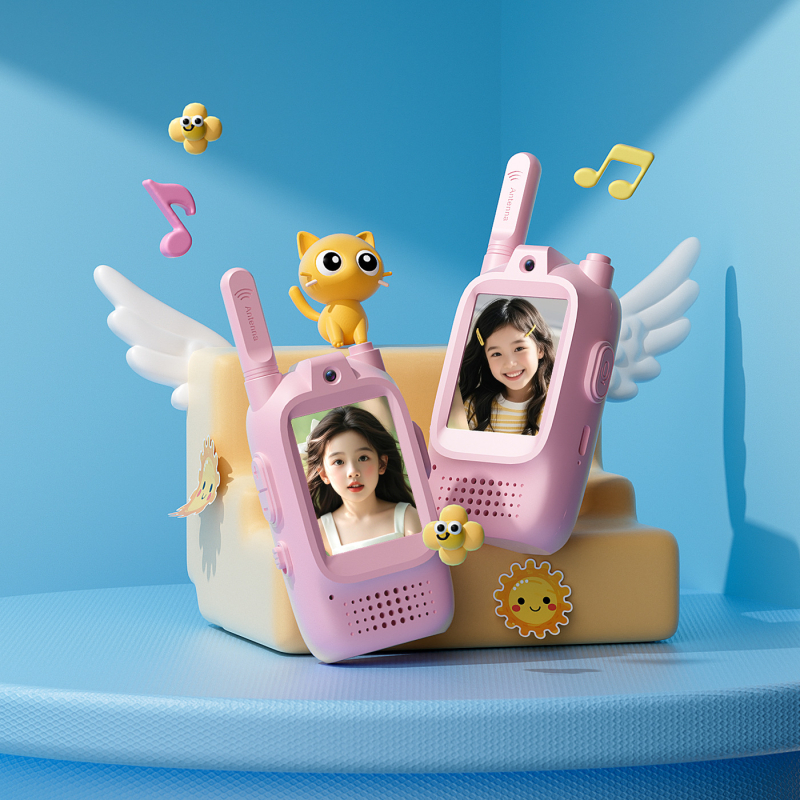 Gyerekeknek szánt videó walkie-talkie kültéri interaktív játékhoz, modell M5, hatótáv 1,5–3 km, Li‑ion 650 mAh akkumulátor, porálló