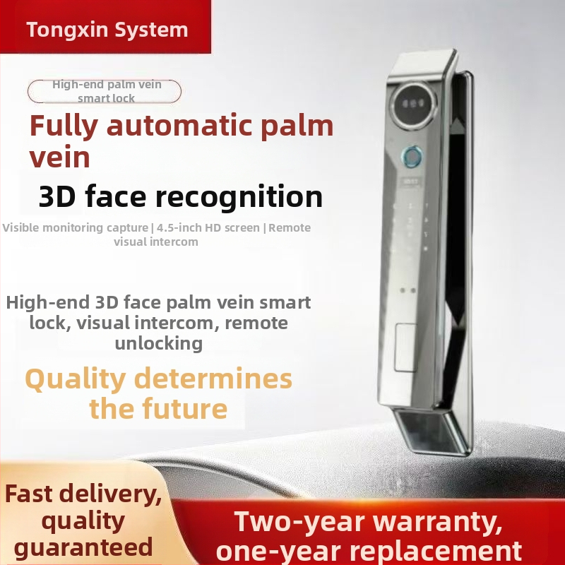 Încuietoare inteligentă pentru ușă de intrare, model H3, stocare amprente 50, scanare <1s, peste 5000 de deblocări, -20°C până la 50°C, recunoaștere facială